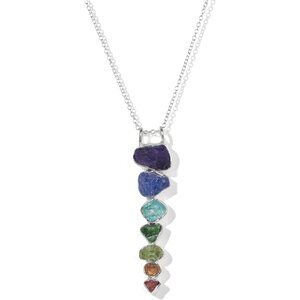 Sterling Silver 7 Chakra Necklace with Healing Gemstones for Women